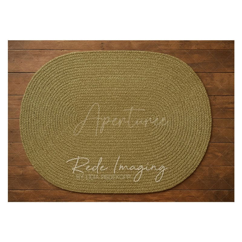 Aperturee - Aperturee Tan Oval Wooden Carpet Rubber Floor Mat For Photo