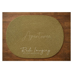 Aperturee - Aperturee Tan Oval Wooden Carpet Rubber Floor Mat For Photo