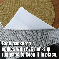 Aperturee - Aperturee Tan Oval Wooden Rug Fabric Floor Backdrop For Photo
