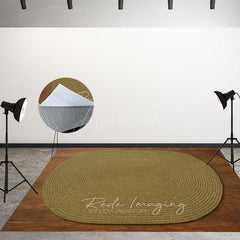 Aperturee - Aperturee Tan Oval Wooden Rug Fabric Floor Backdrop For Photo