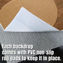 Aperturee - Aperturee Taupe Oval Rug Wood Fabric Floor Backdrop For Photo