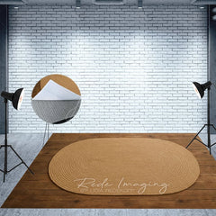 Aperturee - Aperturee Taupe Oval Rug Wood Fabric Floor Backdrop For Photo
