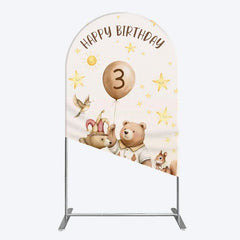Aperturee - Aperturee Teddy Circus Happy Birthday Cartoon Arch Backdrop