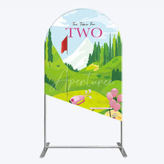 Aperturee - Aperturee Tee Time For Two Golf Birthday Arch Backdrop Pink Golf Cart and Mountain Landscape Girls 2nd Birthday
