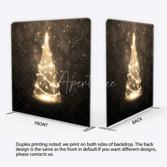 Aperturee - Aperturee Tension Fabric Backdrop Abstract Gold Glitter Christmas Tree Bokeh Background