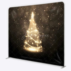 Aperturee - Aperturee Tension Fabric Backdrop Abstract Gold Glitter Christmas Tree Bokeh Background