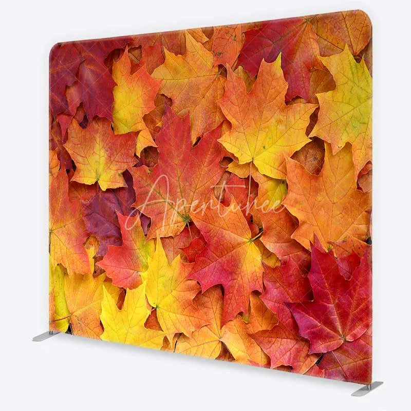 Aperturee - Aperturee Tension Fabric Backdrop Autumn Maple Leaves Fall Foliage Photo Background