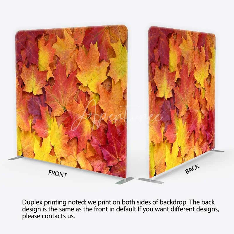 Aperturee - Aperturee Tension Fabric Backdrop Autumn Maple Leaves Fall Foliage Photo Background