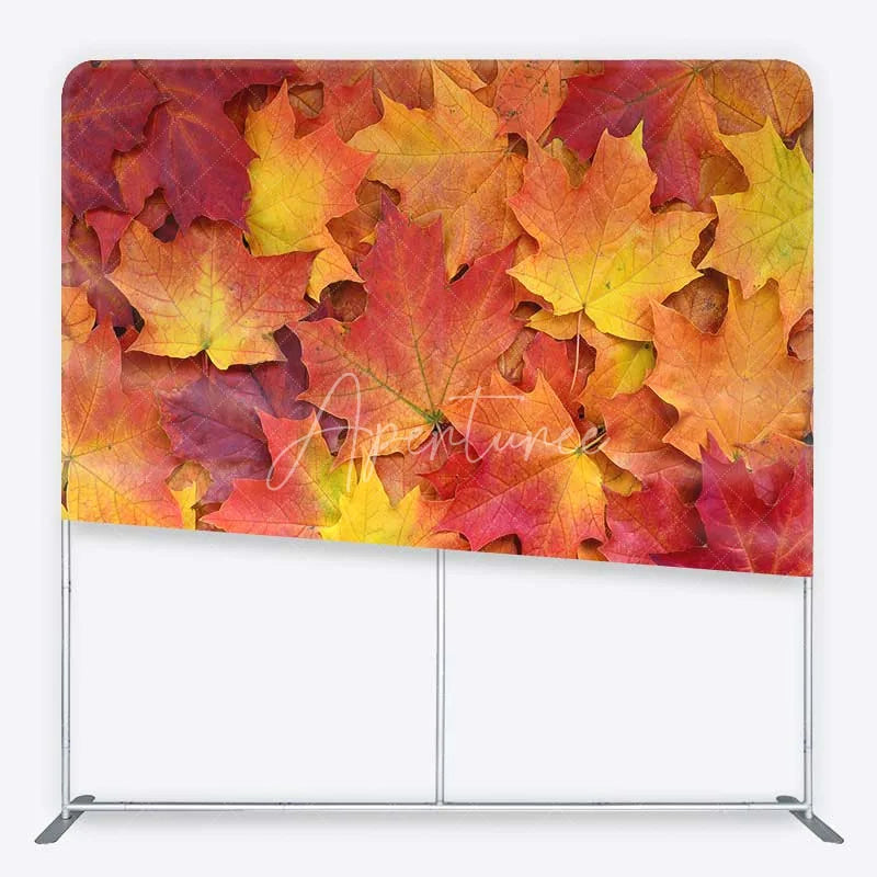 Aperturee - Aperturee Tension Fabric Backdrop Autumn Maple Leaves Fall Foliage Photo Background