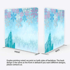 Aperturee - Aperturee Tension Fabric Backdrop Blue Winter Ice Castle Snowflake Princess Party Decor