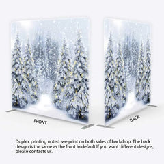 Aperturee - Aperturee Tension Fabric Backdrop Snowy Pine Forest Path Christmas Light Photo Prop