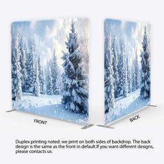 Aperturee - Aperturee Tension Fabric Backdrop Winter Snow Forest Wonderland Realistic White Tree Nature Pillowcase Background Holiday Decor
