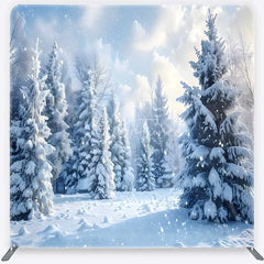 Aperturee - Aperturee Tension Fabric Backdrop Winter Snow Forest Wonderland Realistic White Tree Nature Pillowcase Background Holiday Decor