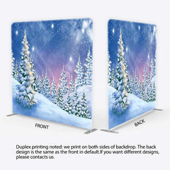 Aperturee - Aperturee Tension Fabric Backdrop Winter Snowy Pine Forest Blue Sky White Snow Tree Pillowcase Background Christmas Party Decor