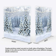 Aperturee - Aperturee Tension Fabric Backdrop Winter Wonderland Snow Forest Christmas Tree Decor