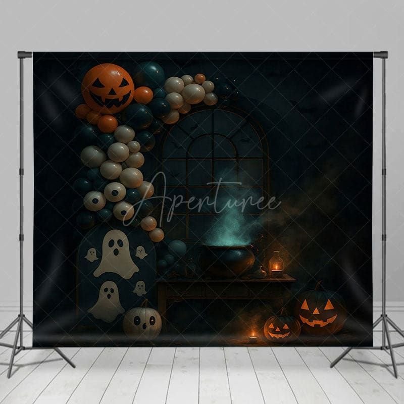 Aperturee - Aperturee Terrible Spooky Balloons Arch Halloween Backdrop