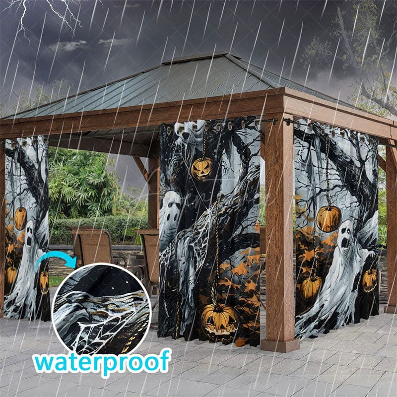Aperturee - Aperturee Terrifying Night Waterproof Printed Outdoor Curtains