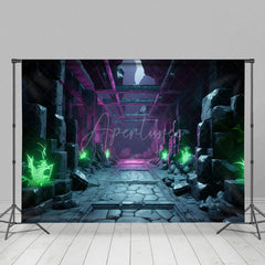 Aperturee - Aperturee Terror Stone Road Retro Holiday Halloween Backdrop