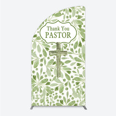 Aperturee - Aperturee Thank You Pastor Half Moon Arch Backdrop Greenery Christian Cross Theme Church Appreciation Day and Holiday Event