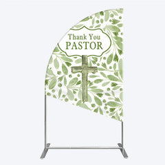 Aperturee - Aperturee Thank You Pastor Half Moon Arch Backdrop Greenery Christian Cross Theme Church Appreciation Day and Holiday Event