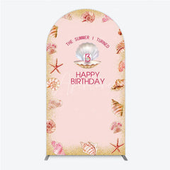 Aperturee - Aperturee The Summer I Turned 13 Arch Backdrop for Birthday Beach and Seashell Theme Under the Sea Party Photo Booth