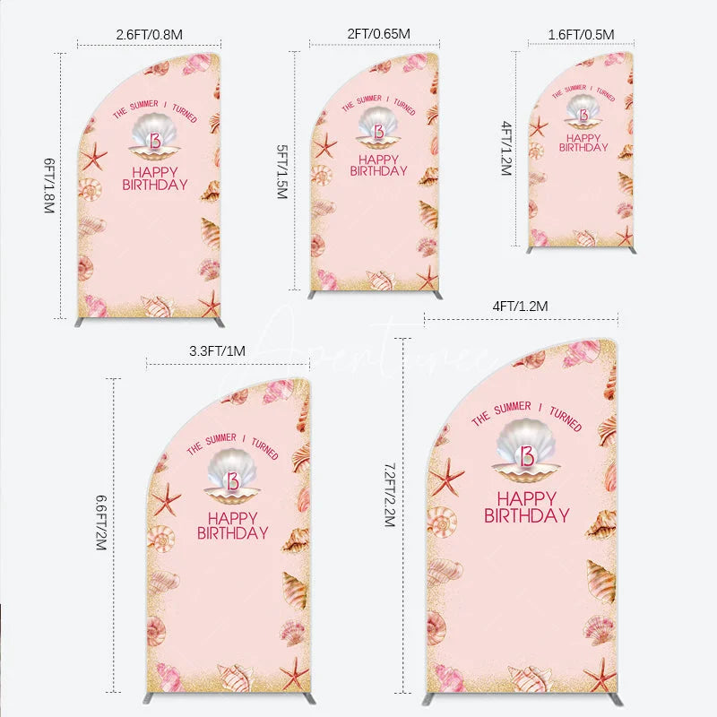 Aperturee - Aperturee The Summer I Turned 13 Half Moon Arch Backdrop for Birthday Beach and Seashell Theme Under the Sea Party Photo Booth