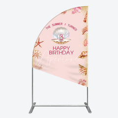 Aperturee - Aperturee The Summer I Turned 13 Half Moon Arch Backdrop for Birthday Beach and Seashell Theme Under the Sea Party Photo Booth