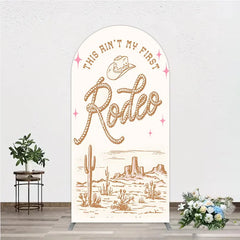 Aperturee - Aperturee This Ain’t My First Rodeo Arch Backdrop Western Cowboy Themed Birthday Desert Cactus Party Photo Booth Decor