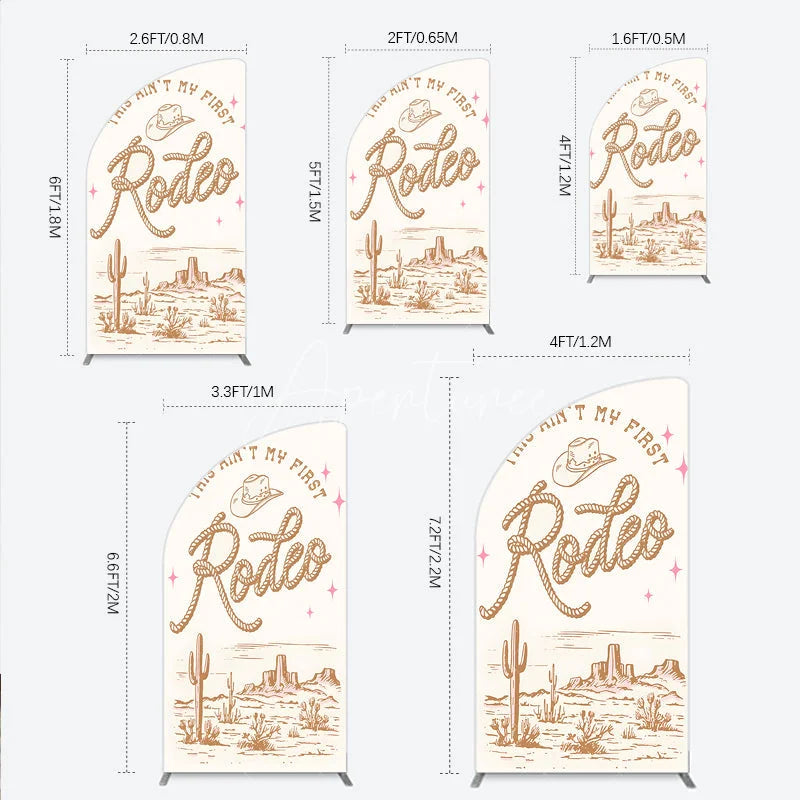 Aperturee - Aperturee This Ain’t My First Rodeo Half Moon Arch Backdrop Western Cowboy Themed Birthday Desert Cactus Party Photo Booth Decor