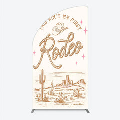 Aperturee - Aperturee This Ain’t My First Rodeo Half Moon Arch Backdrop Western Cowboy Themed Birthday Desert Cactus Party Photo Booth Decor