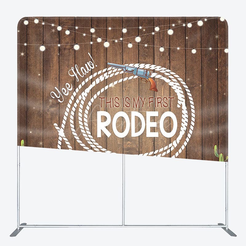 Aperturee - Aperturee This Is My First Rodeo Fabric Backdrop Cover for Birthday