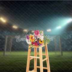 Aperturee - Aperturee Thrilling Soccer Field Stadium Lights Backdrop Night Game Sports Event Photography Background for Party
