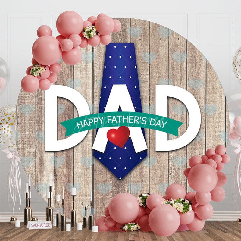 Aperturee - Aperturee Tie Dad Red Heart Wooden Round Fathers Day Backdrop