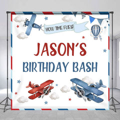 Aperturee - Aperturee Time Flies Plane Clouds Custom Birthday Backdrop