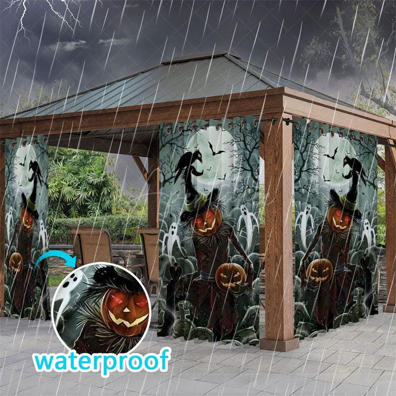 Aperturee - Aperturee Tomb Scarecrow Waterproof Printed Outdoor Curtains