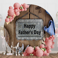 Aperturee - Aperturee Tools Tie Wooden Round Happy Fathers Day Backdrop