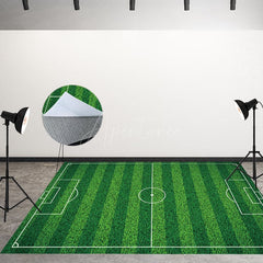 Aperturee - Aperturee Top View Green Football Field Fabric Floor Backdrop
