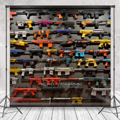 Aperturee Aperturee Toy Blaster Wall Cake Smash Backdrop Fun Birthday Party Photo Prop for Boys Colorful Blaster Collection Decor