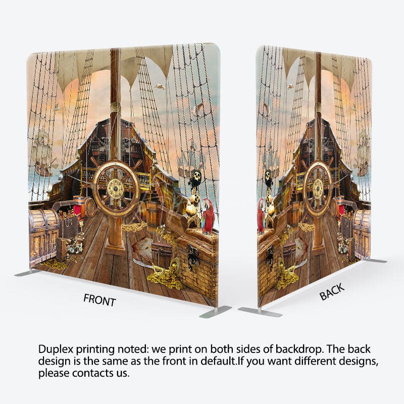 Aperturee - Aperturee Treasure Pirate Galleon Birthday Pillow Cover Backdrop