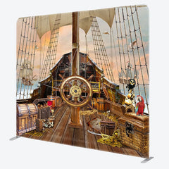 Aperturee - Aperturee Treasure Pirate Galleon Birthday Pillow Cover Backdrop