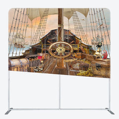 Aperturee - Aperturee Treasure Pirate Galleon Birthday Pillow Cover Backdrop