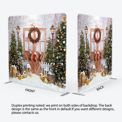 Aperturee - Aperturee Tree Gift Wood Brick Christmas Pillow Cover Backdrop