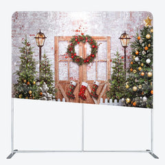 Aperturee - Aperturee Tree Gift Wood Brick Christmas Pillow Cover Backdrop