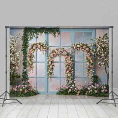 Aperturee - Aperturee Triple Floral Arch Blue Door Sweet Wedding Backdrop