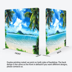 Aperturee - Aperturee Tropical Beach Tension Fabric Backdrop Palm Trees Blue Ocean Decor Summer Island Theme Background for Luau Party