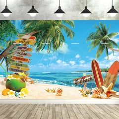 Aperturee Aperturee Tropical Hawaiian Summer Backdrop Beach Luau Party Palm Tree Photo Booth Photography Background