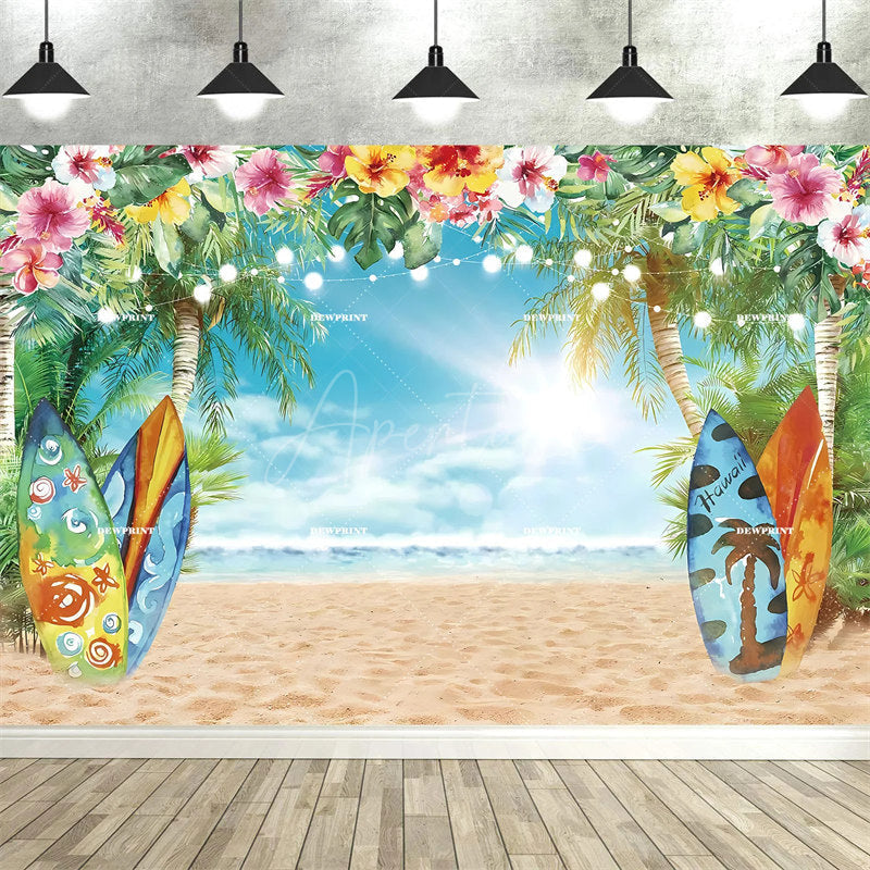 Aperturee Aperturee Tropical Hawaiian Summer Backdrop Beach Luau Party Palm Tree Photo Booth Photography Background