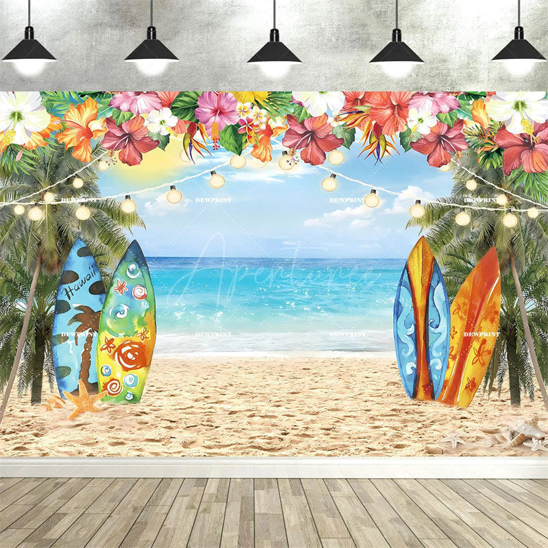 Aperturee Aperturee Tropical Hawaiian Summer Backdrop Beach Luau Party Palm Tree Photo Booth Photography Background