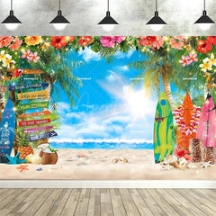 Aperturee Aperturee Tropical Hawaiian Summer Backdrop Beach Luau Party Palm Tree Photo Booth Photography Background