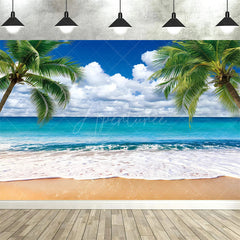 Aperturee Aperturee Tropical Hawaiian Summer Backdrop Beach Luau Party Palm Tree Photo Booth Photography Background